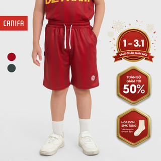  Quần short unisex trẻ em CANIFA họa tiết kẻ dáng thể thao 3BS25S001 