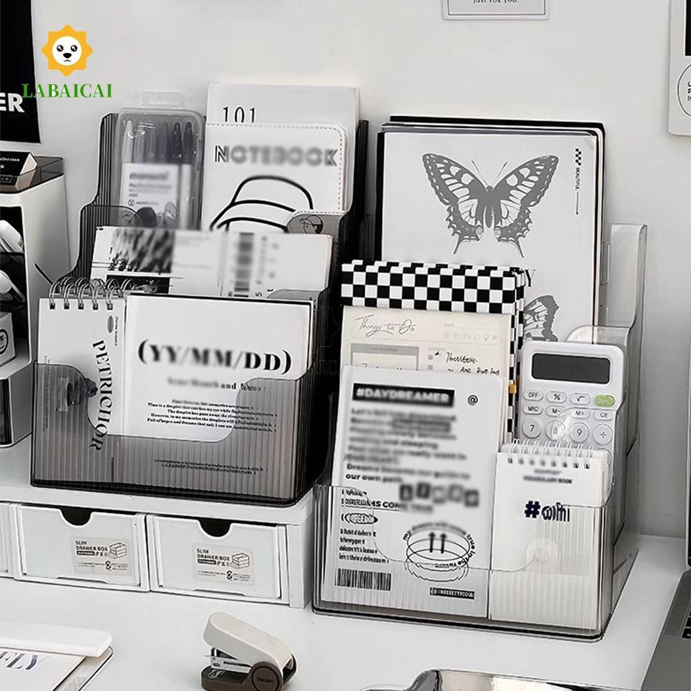 LABAICAI Pamphlet Flyer Organizer, Giá đỡ hiển thị tài liệu 3 tầng bằng nhựa, Giá đỡ tài liệu trong 