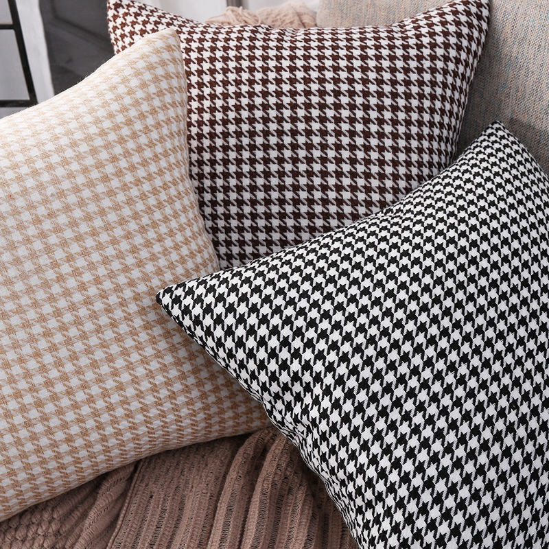 Vỏ gối vuông hiện đại Houndstooth Throw Pillow Case Cotton Mix Linen (40x40 / 45x45 / 50x50 / 30x50 