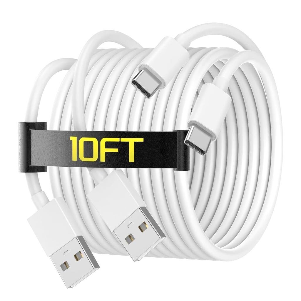 Cáp Carplay Ô Tô 10FT Cho iPhone 16 15, 2 Gói 10FT USB A Sang USB C Dây Cáp Sạc Xe Hơi Tương Thích C