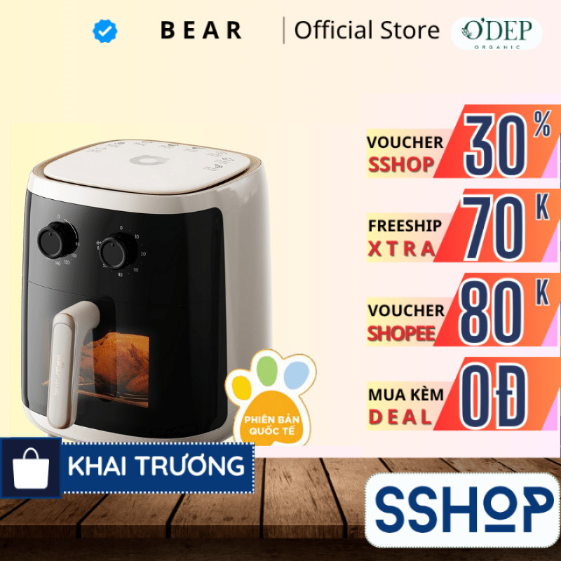 Nồi chiên không dầu 5L Bear QZG-F15C7 - Hàng chính hãng - BH 18 Tháng - SSHOP SSO