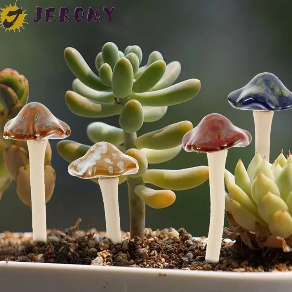 JEROMY 4 Đồ trang trí nấm, Đồ gốm sứ Mini Điêu khắc gốm sứ, Tượng sân vườn Vintage Nhiều màu sắc thự