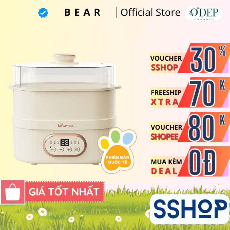 Nồi nấu chậm 1L đa năng Bear DDZ-C10V1 - Hàng chính hãng - SSHOP SSA