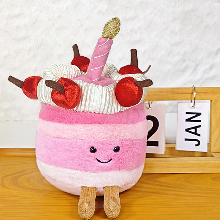 Jellycat Vui Vẻ Anh Đào Bánh Sinh Nhật Búp Bê Mô Phỏng Búp Bê Sang Trọng Người Bạn Quà Tặng Sinh Nhậ