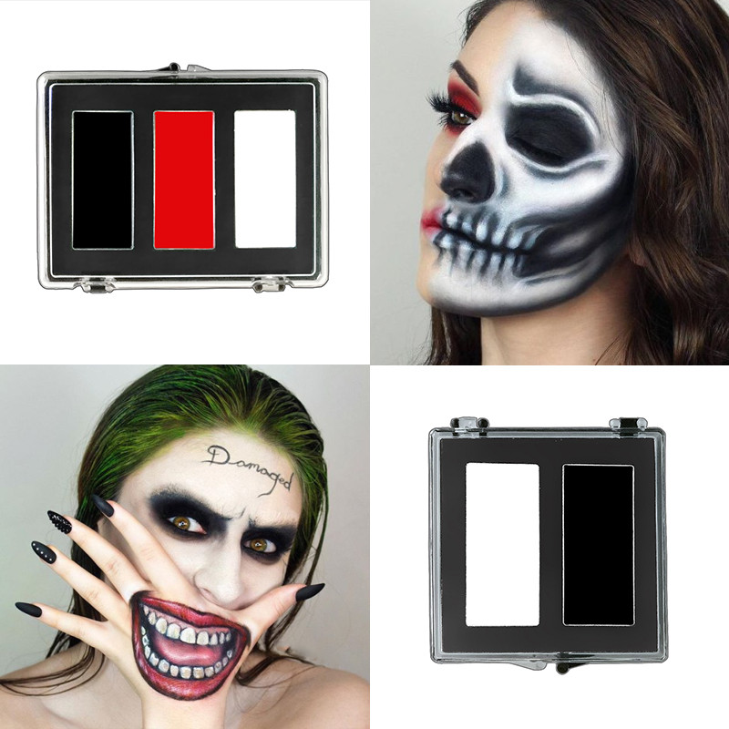 Pure White Black Heath Ledge Clown Makeup cos Halloween Skull Makeup Red Face Body Paint Cream