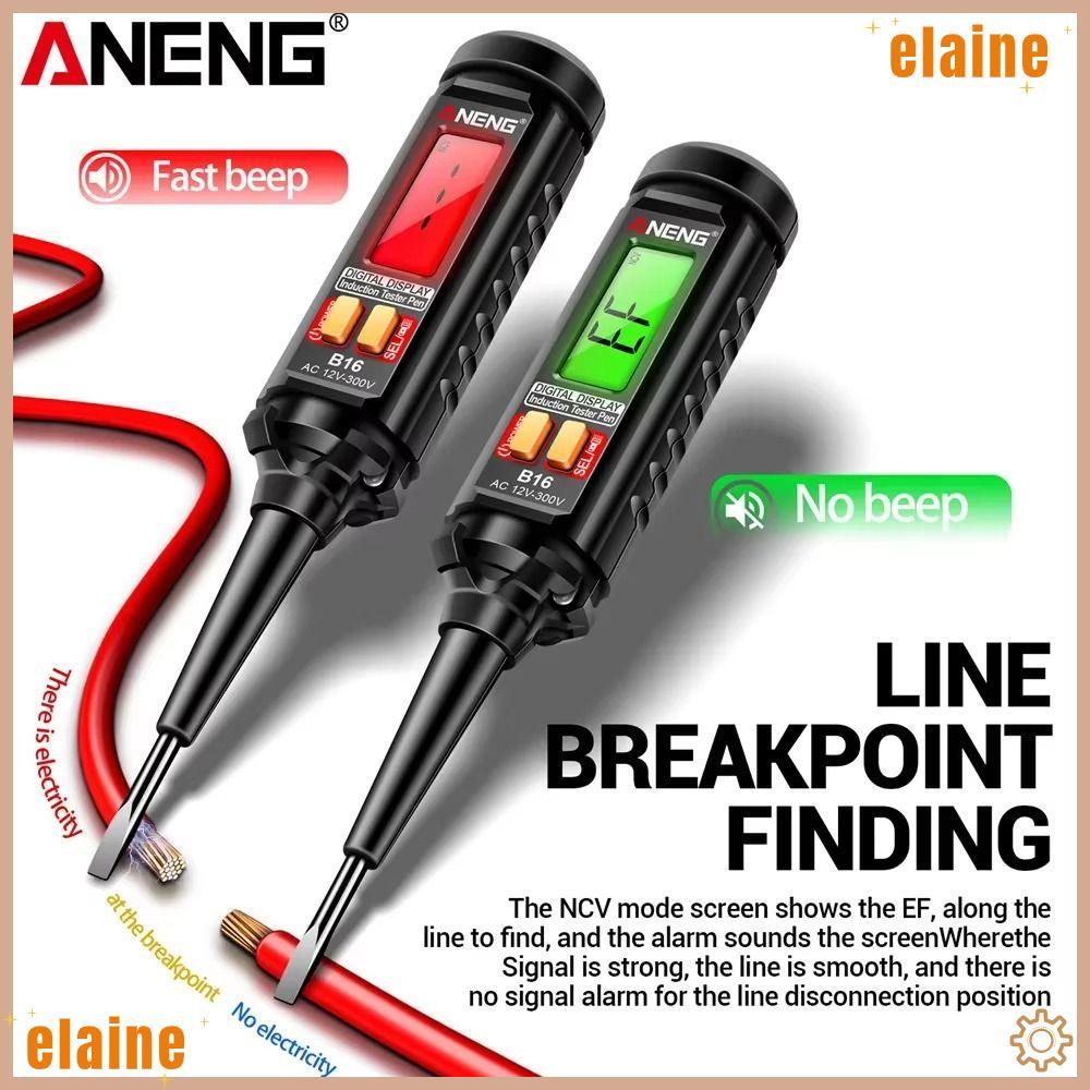 Máy dò điện áp ELAINE, Bút kiểm tra điện áp hiển thị kỹ thuật số không tiếp xúc, ANENG B16 Báo động 