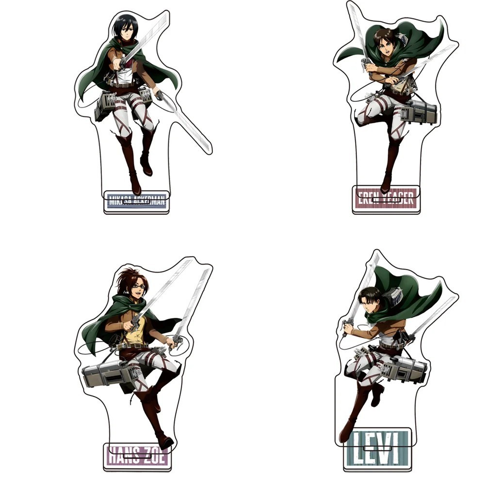 Mô Hình Acrylic Standee  Attack on Titan  Eren Levi Mikasa Hange Quà Tặng Anime, Trang Trí Bàn