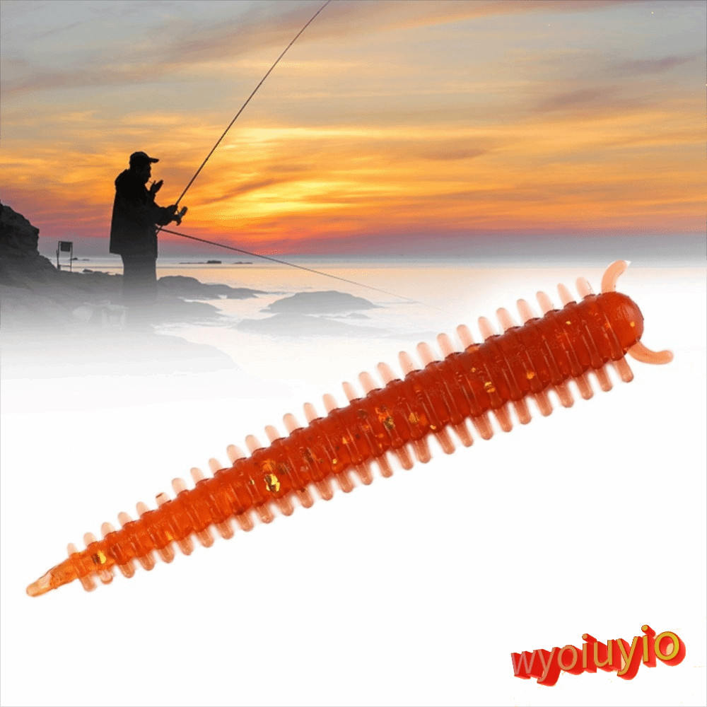 WYOIUYIO 30 Mồi câu cá giun đất, Mồi giun đất mềm 6cm, Mồi câu cá có mùi cá đàn hồi bền bỉ Câu cá nư