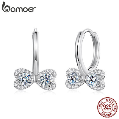 Bông tai bạc 925 moissanite nơ, thiết kế sang trọng, quà tặng hoàn hảo cho nàng