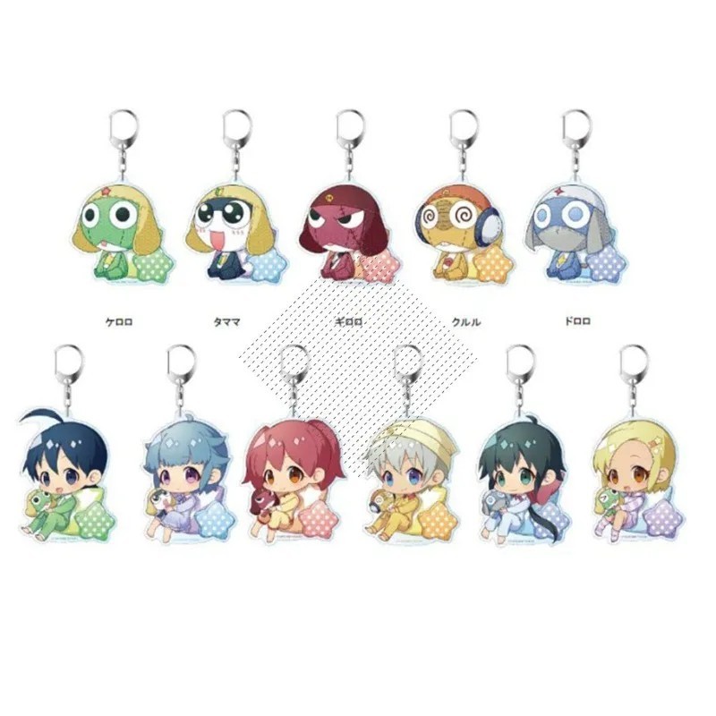 Móc khóa Keroro Gunso Chibi Anime Acrylic Mica nhân vật Keroro Tamama Giroro Natsumi Hinata trang tr