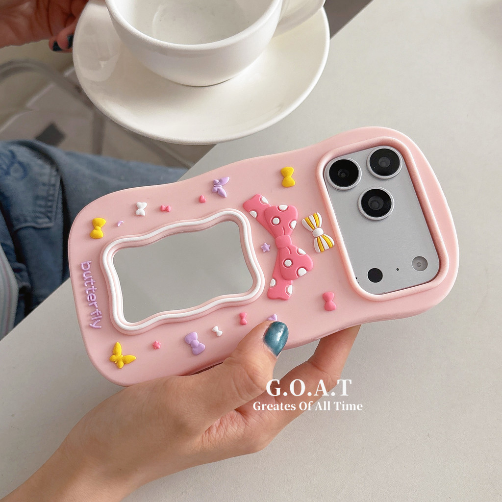 Vỏ gương hình nơ G.O.A.T Tương thích cho iPhone 17 pro max iPhone 17 16 14 12 15 pro max iPhone 17 V