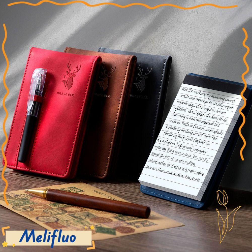 Sổ tay bỏ túi MELIFLUO, Sổ tay A7 Portbale A7, Sổ kế hoạch bọc da đường ngang dành cho sinh viên