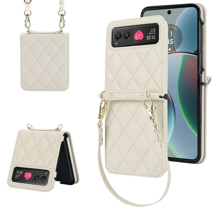 Ốp điện thoại họa tiết hình thoi có dây buộc dài và ngắn cho Motorola Razr 40 / Motorola Razr 40 Ult