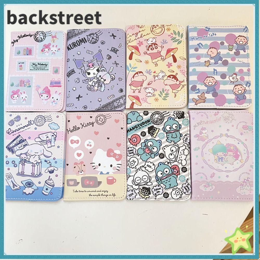 BACKSTREYF Sanrio Passport Cover, PU Anime Passport Holder, Du Lịch Kawaii Vỏ Bảo Vệ Thẻ Kẹp Túi