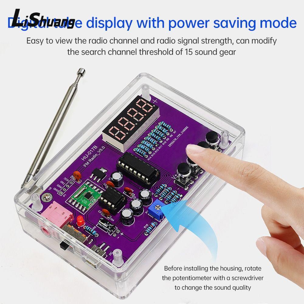 LISHUANG HU-017B Radio DIY Kit, Bộ nguồn kép 87-108 MHz Bộ điện tử Đài FM DIY, Màn hình kỹ thuật số 