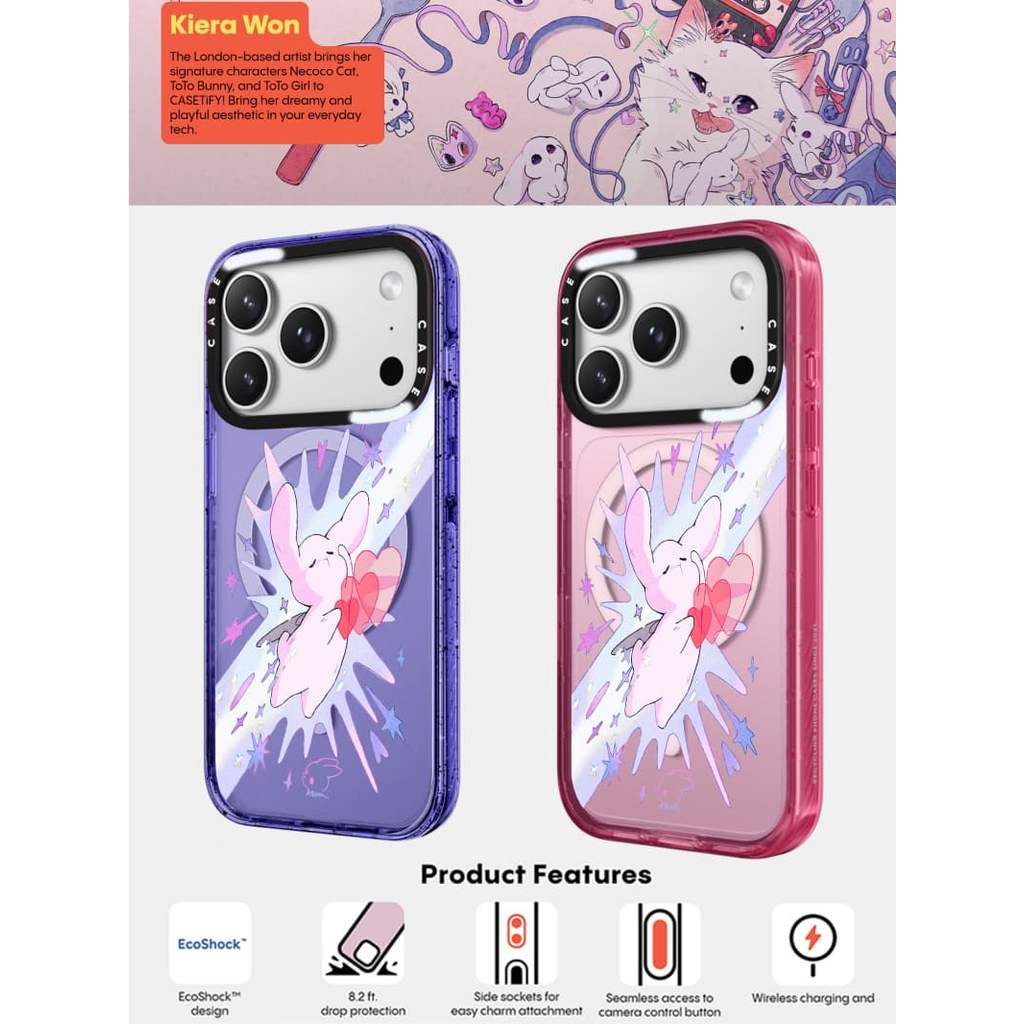 CASECASE X Kiera Won Love Attack Pink Fizz & Peri Purple Clear Hard Từ Hút Tác Động Dành Cho Apple I