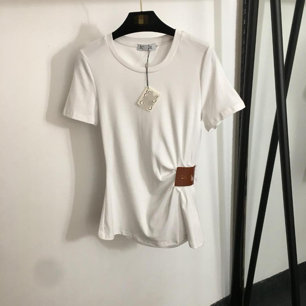 W8YM Loe** 2025Summer Slim Fit Breathable New Style logo Leather Label Decorated Wrinkled Slim Fit S