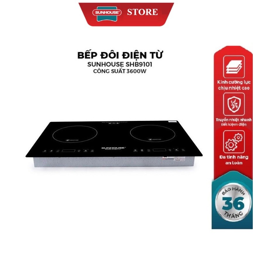 Bếp đôi điện từ SUNHOUSE SHB9101
