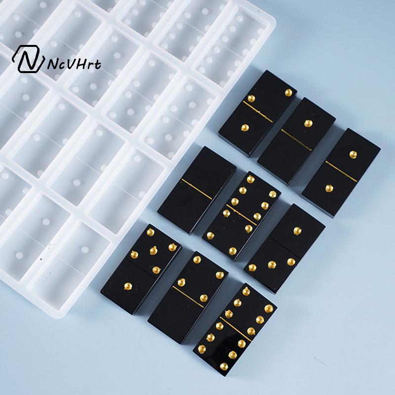 NcVHrt Pha Lê Nhựa Dính Trò Chơi Khuôn DIY Dụng Cụ Làm Dominos Đúc Khuôn Silicon Mới