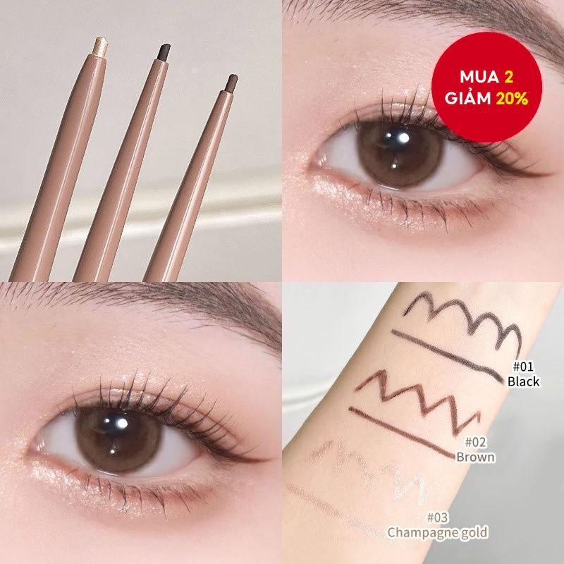 Bút kẻ mắt chống nước GECOMO Bút kẻ mắt trang điểm lâu trôi Shimmer Lying Silkworm Eyeliner