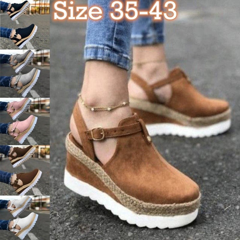 GPT Nữ Thời Trang Nền Tảng Giày Nêm Giày Slingback Giày Cao Gót Plus Size 35-43