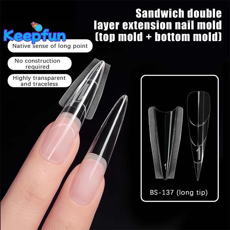 [Keepfun] Sandwich Dual Nail Forms 240 chiếc 15size Extensions-Dual Forms Coffin Almond Nail Forms T
