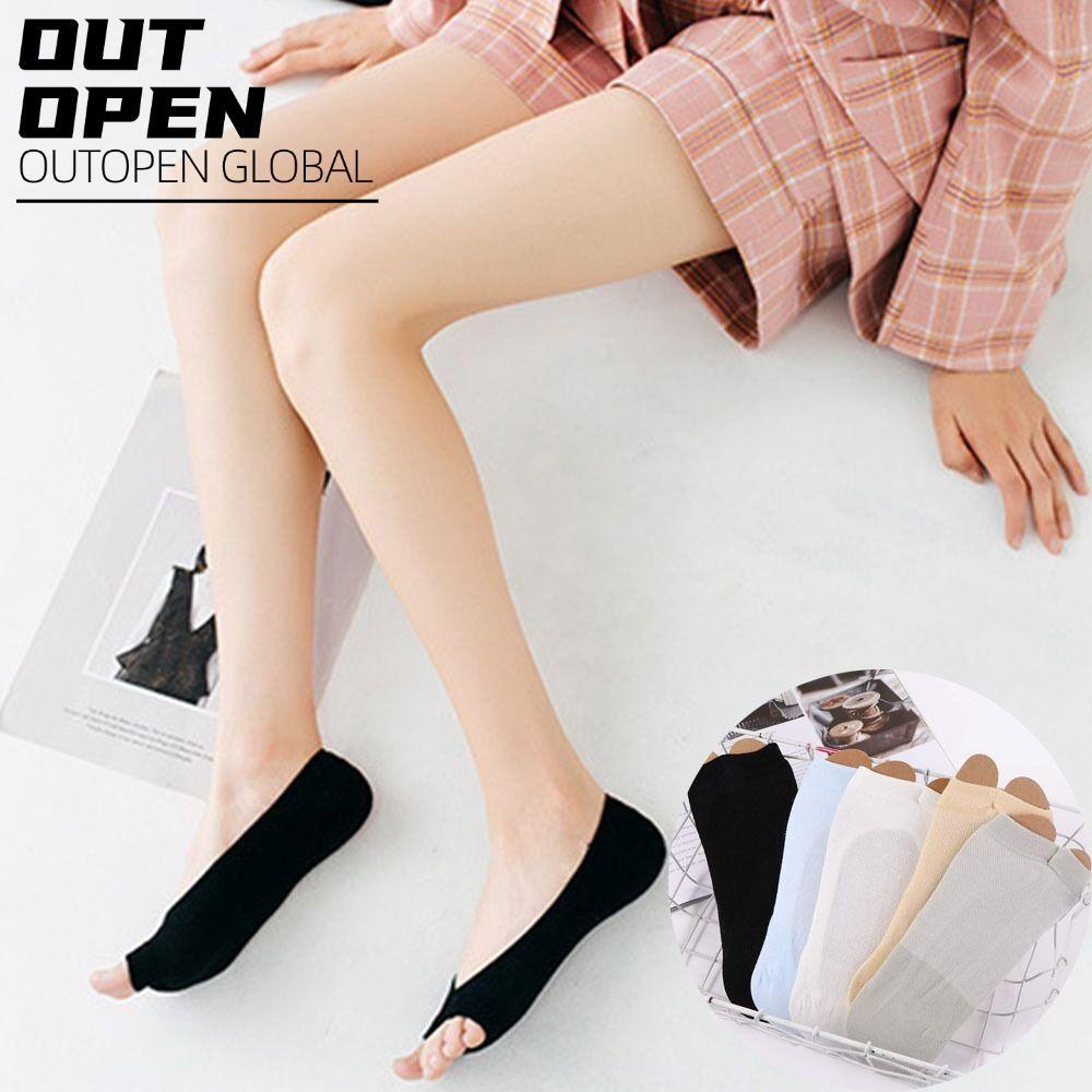 Tất OUTOPEN cotton mỏng thiết kế miệng cá, loại hở ngón chân, size EUR 35-40