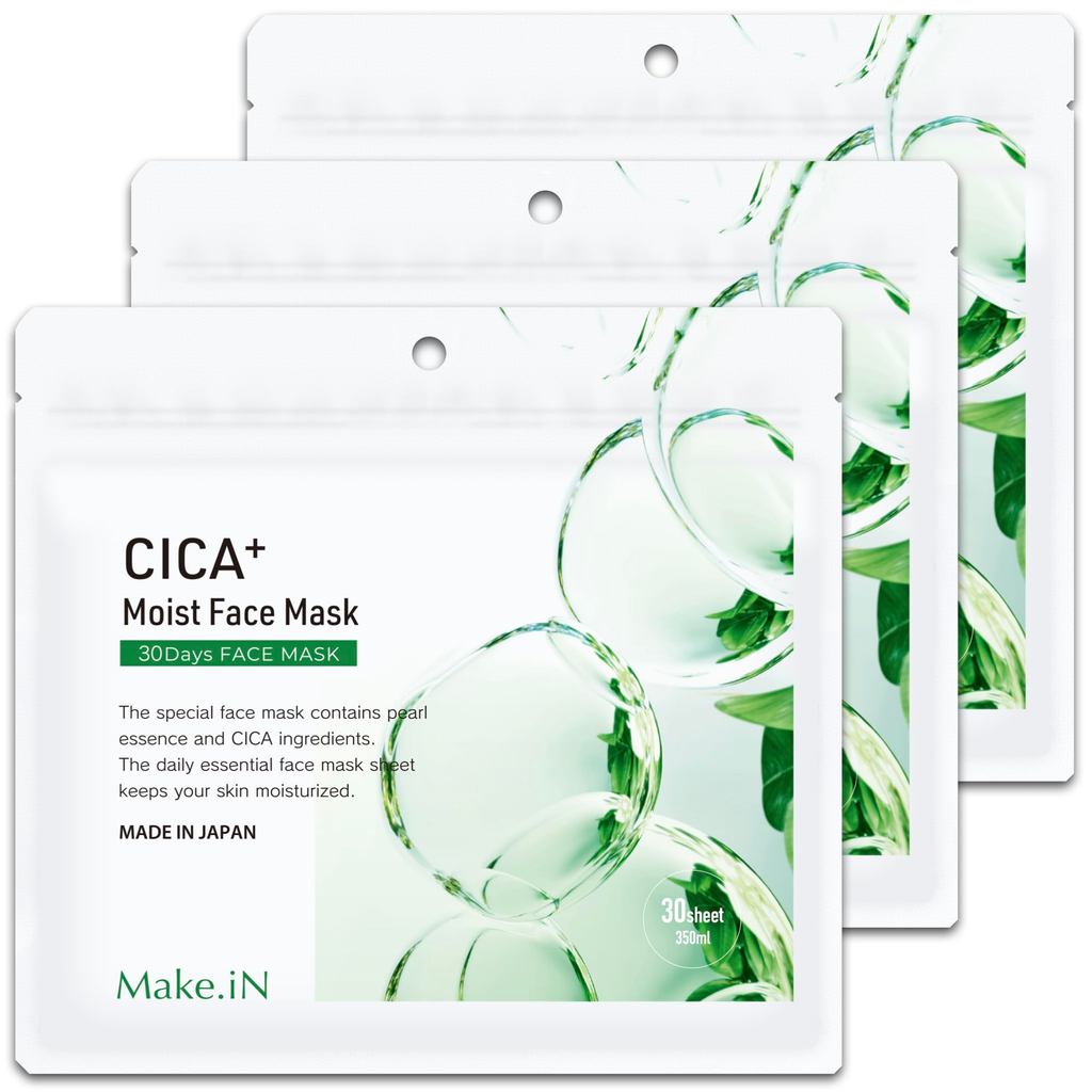 Make.iN CICA+ Moist Face Mask Set (30 sheets x 3 bags) | CICA MOIST FACE MASK, Japanese-made, beauty