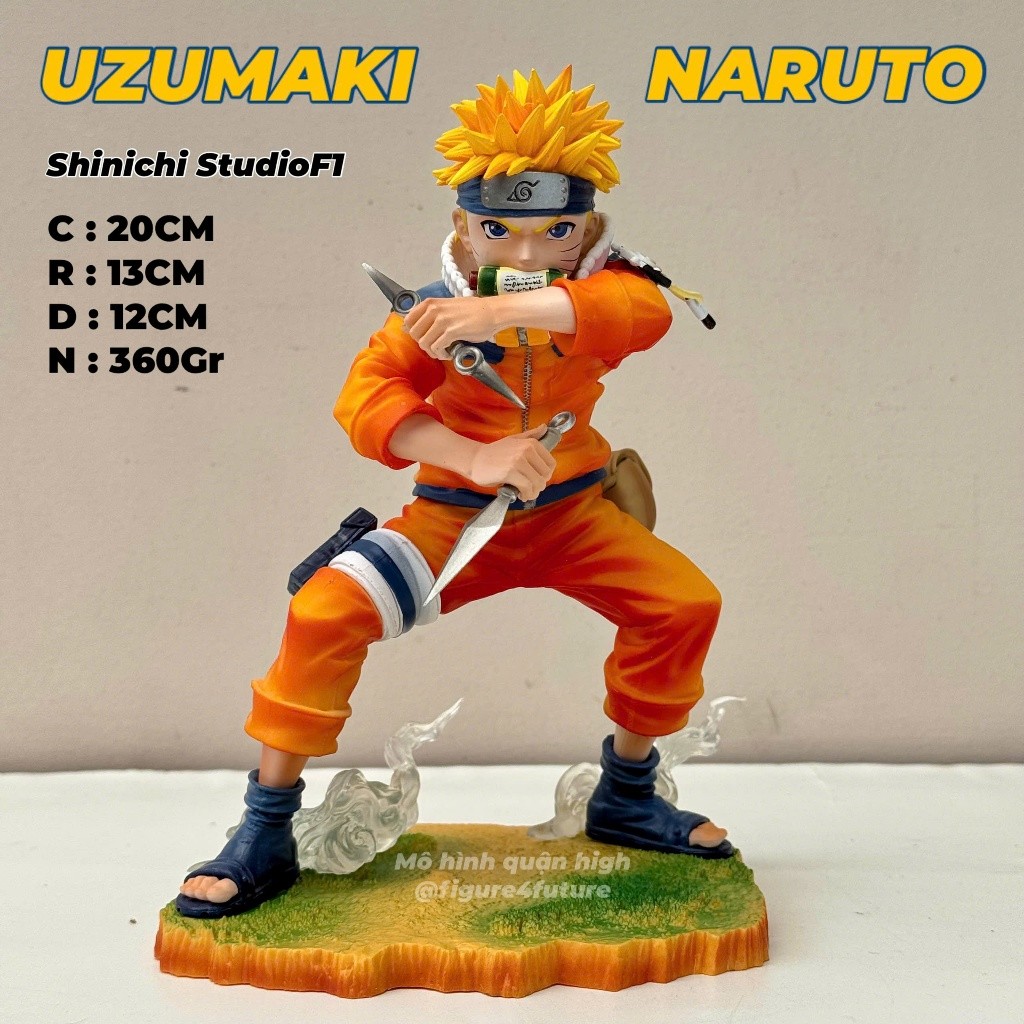 Mô hình Uzumaki Naruto cao 20cm Shinichi studioF1 - Mô hình Naruto cầm kunai thủ thế cực đẹp