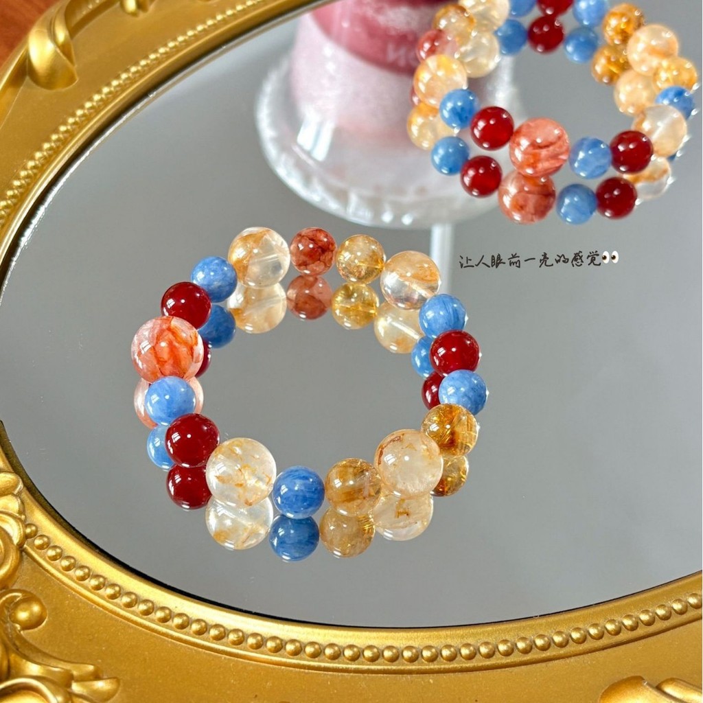 Vòng tay nhiều ngón hoa kẹo cao su màu vàng Kyanite tự nhiên