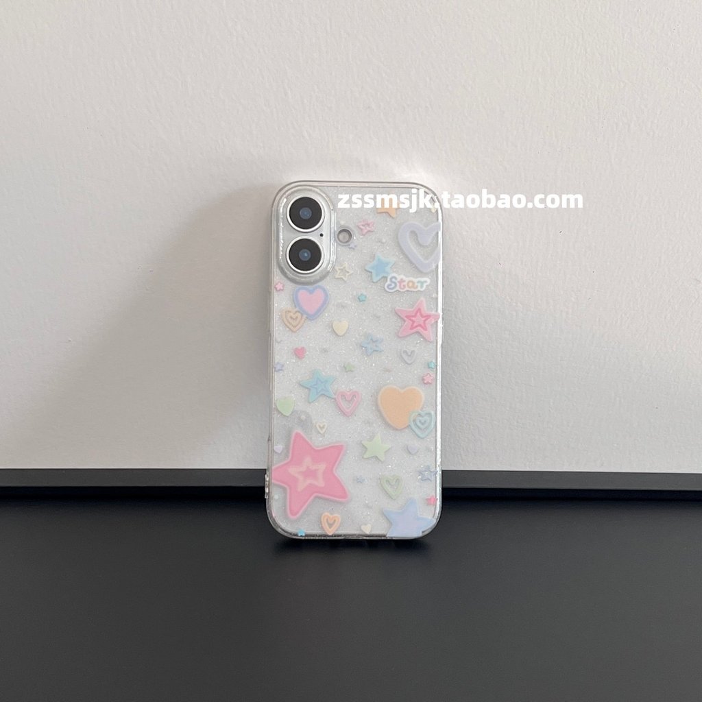 Ốp điện thoại này là gì?Niche Girly Style Graffiti Ngôi sao đầy màu sắc iPhone17 Vỏ điện thoại 16pro