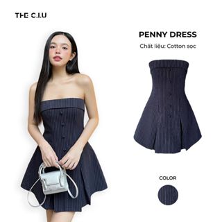  Đầm nữ dáng xoè tay ngắn cổ vuông THE C.I.U váy liền thân chất cotton basic phối nơ thanh lịch - Penny Dress 