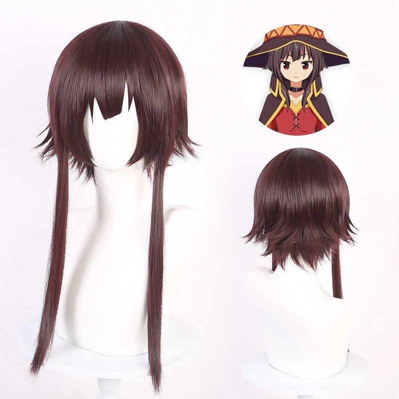 Konosuba Megumin Đỏ Tóc Cosplay Tóc Giả