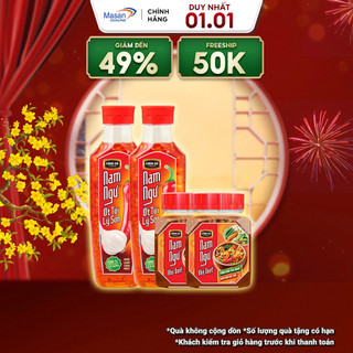   LS  Combo 2 Nước Mắm Nam Ngư Ớt Tỏi Lý Sơn + 2 Kho Quẹt Nam Ngư Tôm Khô Cà Mau Tóp Mỡ Ba Chỉ 200gr 
