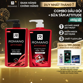  Combo Dầu gội nam và sữa tắm nam sạch khuẩn Romano Attitude 650g chai 