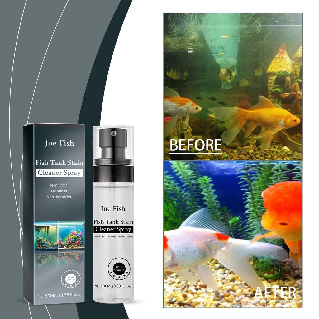 Jue-Fish Fish Fish Tank Stain Cleaning Spray Stain Cleaning Desaling No Residue No Damage to Fish Cl