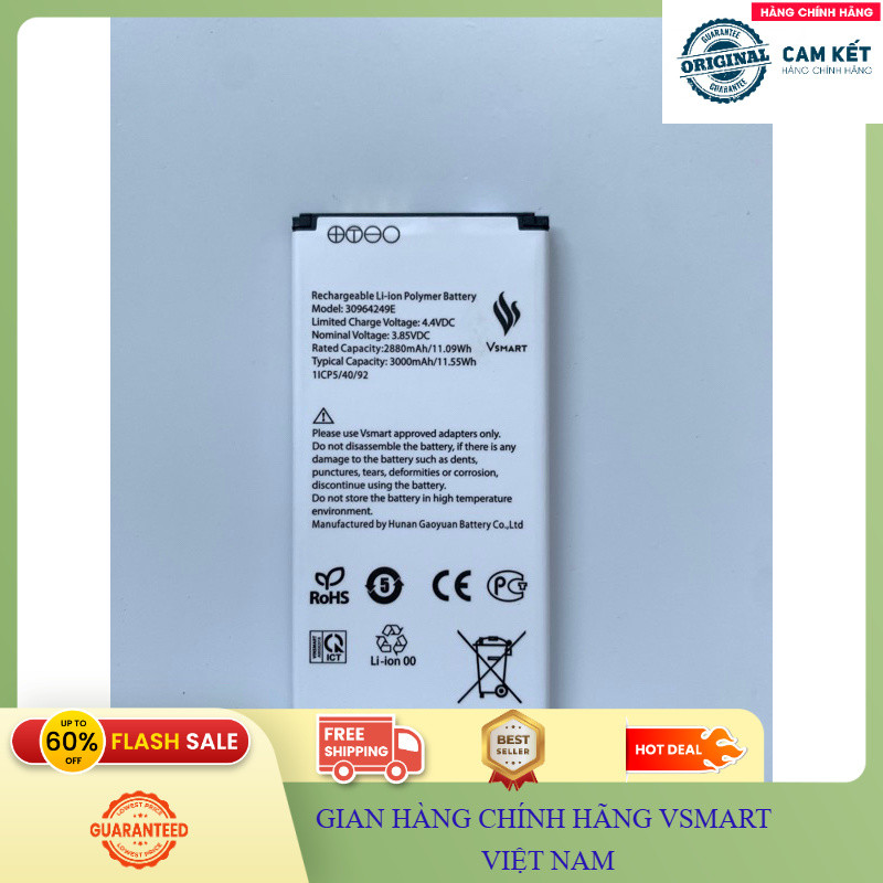 Pin Vsmart Bee 5 Chính Hãng Nhà Máy Vinsmart - Dung Lượng 3000mAh Kích Thước 5x40x92mm - Thay Thế Pin Chai Phồng An Toàn