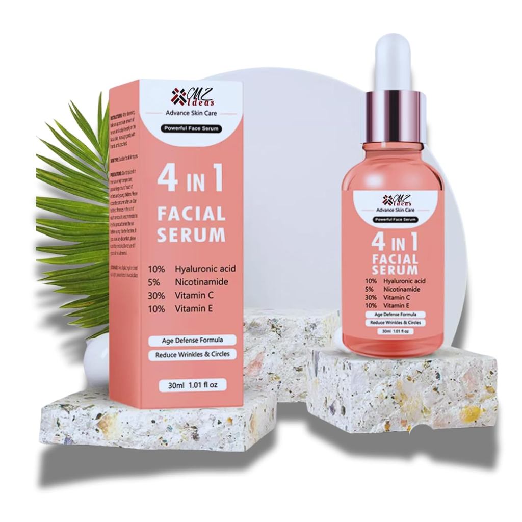 Tinh chất dưỡng da mặt 4 trong 1, Axit Hyaluronic 10%, Niacinamide 5%, 30% Vitamin C, 10% Vitamin E,