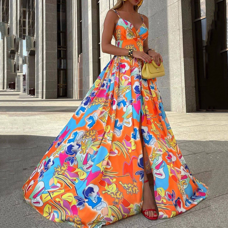 Y9284 Váy Voan In Hình Mùa Hè 2025 Style Boho