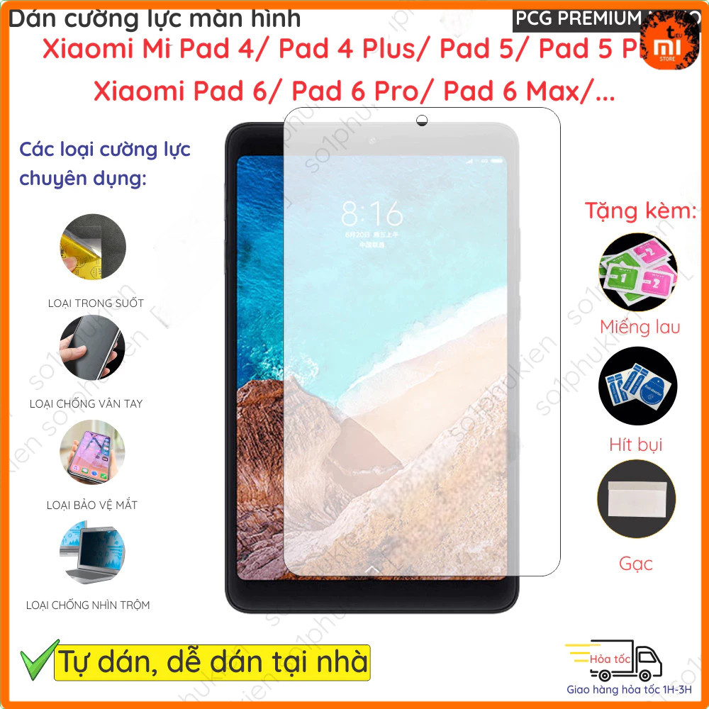 Dán màn hình cường lực dành cho Xiaomi K Pad Mini Mi Pad 6 6s Max 4 Plus 5 Pro 2 nano trong, Paperli