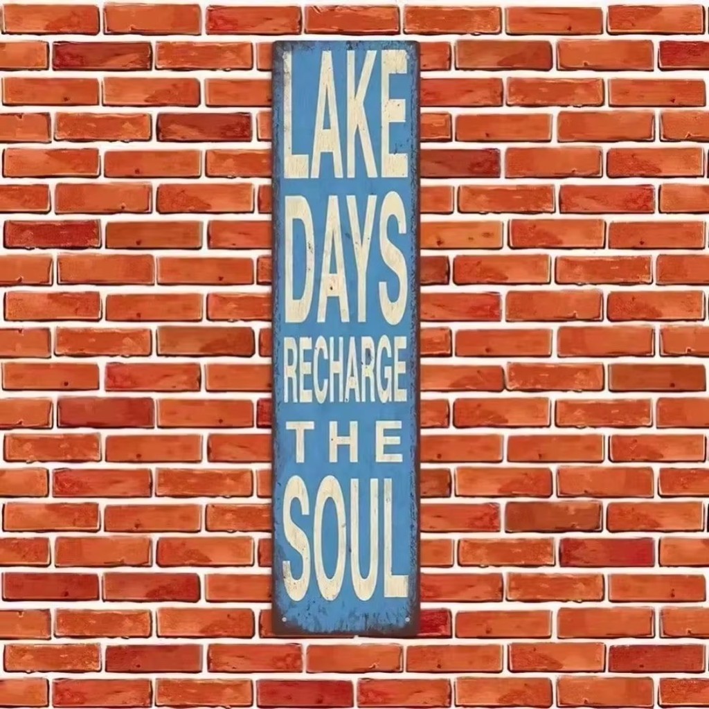 CIFbuy Vintage Lake Days 2D Kim Loại Treo Tường Nghệ Thuật Mộc Mạc Trang Trí Nhà Cửa Cabin Phòng Tắm