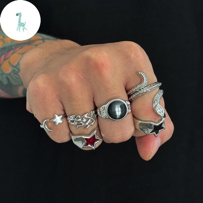 GRG Bộ 6 Nhẫn Knuckle Điều Chỉnh, Phong Cách Gothic Nam