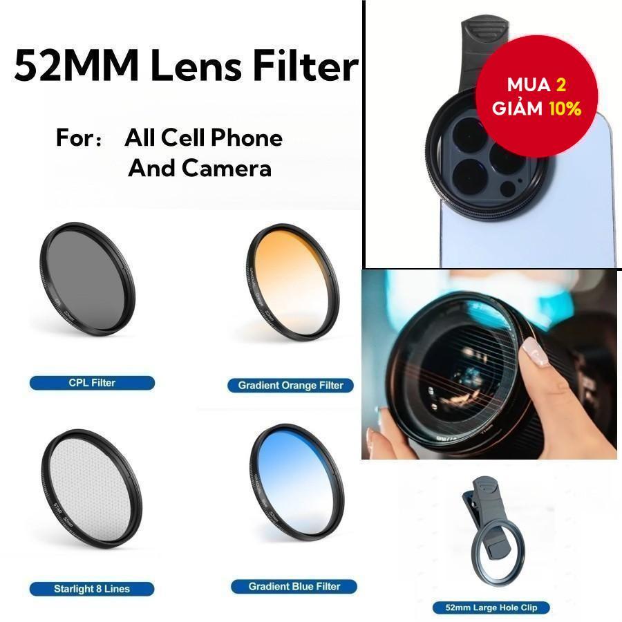 Máy ảnh lọc CPL siêu mỏng 52mm Bộ lọc ống kính chuyển màu UV và Bộ lọc hiệu ứng ánh sáng sao 8 dòng cho điện thoại Moblie, Nikon, Canon, Sony, Pacasonic, Fuji Pentax Olympus và các máy ảnh khác L