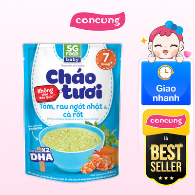 Cháo tươi baby tôm rau ngót Nhật cà rốt 240g, SG Food, 7 tháng