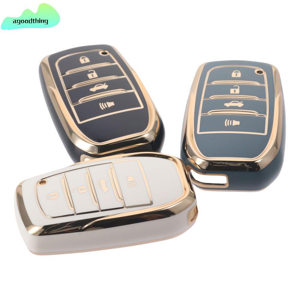 AGOODTHING Full Cover Key Fob, TPU Gold Edge Key Fob Cover cho Toyota, Phụ kiện ô tô Vỏ bảo vệ chìa 