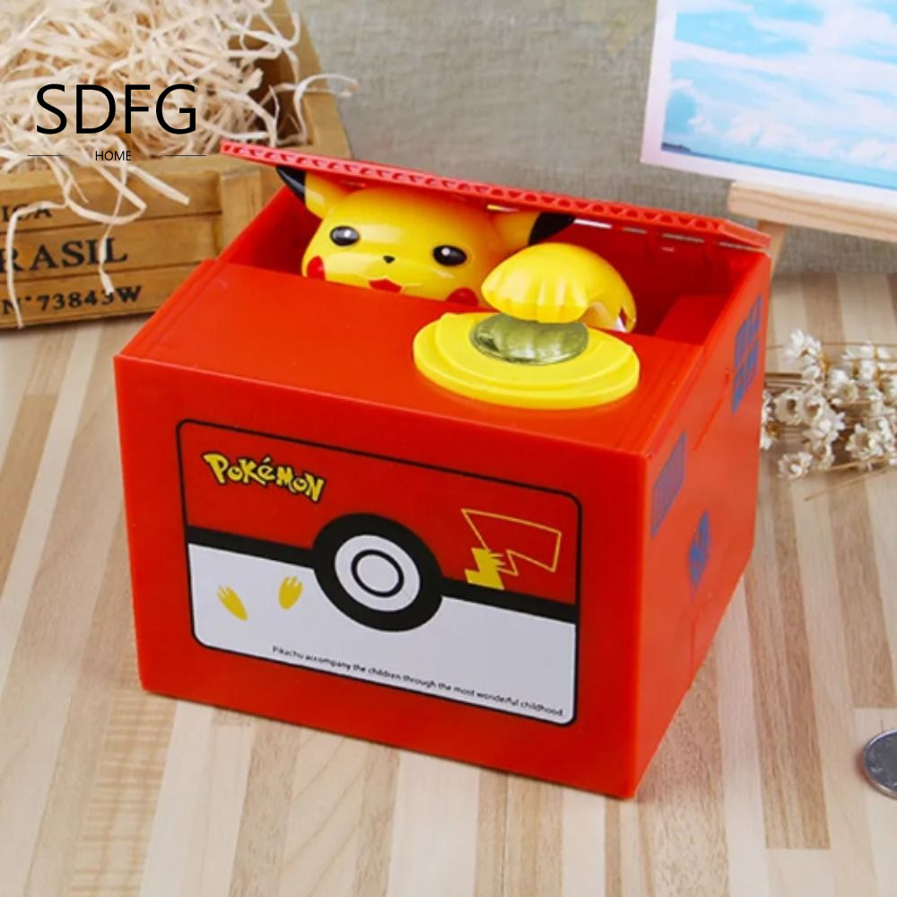 SDFG Pikachu Hộp Tiết Kiệm Tiền, Pikachu Với Âm Nhạc Hoạt Hình Trộm Hộp Tiền, Pikachu Đồng Xu Heo Đấ