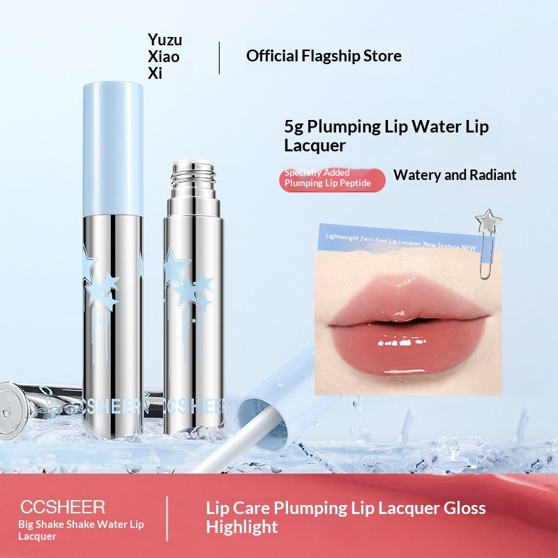 CCSHEER Big Shaker Water Lip Lacquer Bright Mirror Lock Color Dễ dàng loại bỏ Làm trắng Phiên bản mớ
