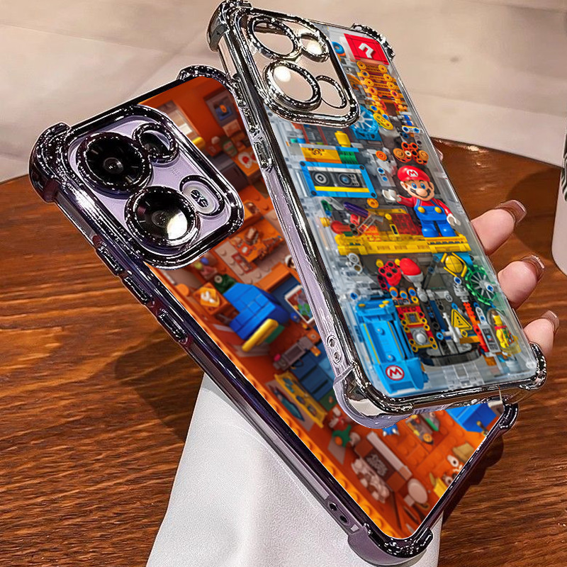 Game Super Mario Bros Vỏ Cho RENO 10 Pro 7Z 7 8 Pro 5G 8Z 8T 4 5 6 Lite 4F 5F A74 4G A93 A94 Mạ Vỏ Đ