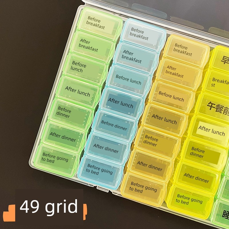 Cực Lớn 49 Lưới 2 Hộp Đựng Thuốc Một Tuần Di Động Đóng Gói Lượng Đường Trong Máu Cao Trước Bữa Ăn Sa