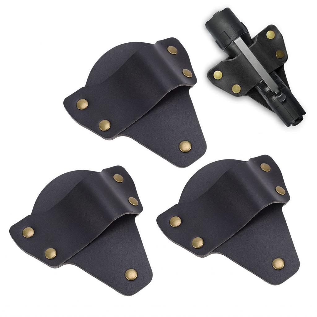 Ssrroo UPALDHOU Đèn Pin Bao Da 3 Chiếc Đai Da PU Dụng Cụ Giá Đỡ Cho CR123 88850 PD35 (Đen)